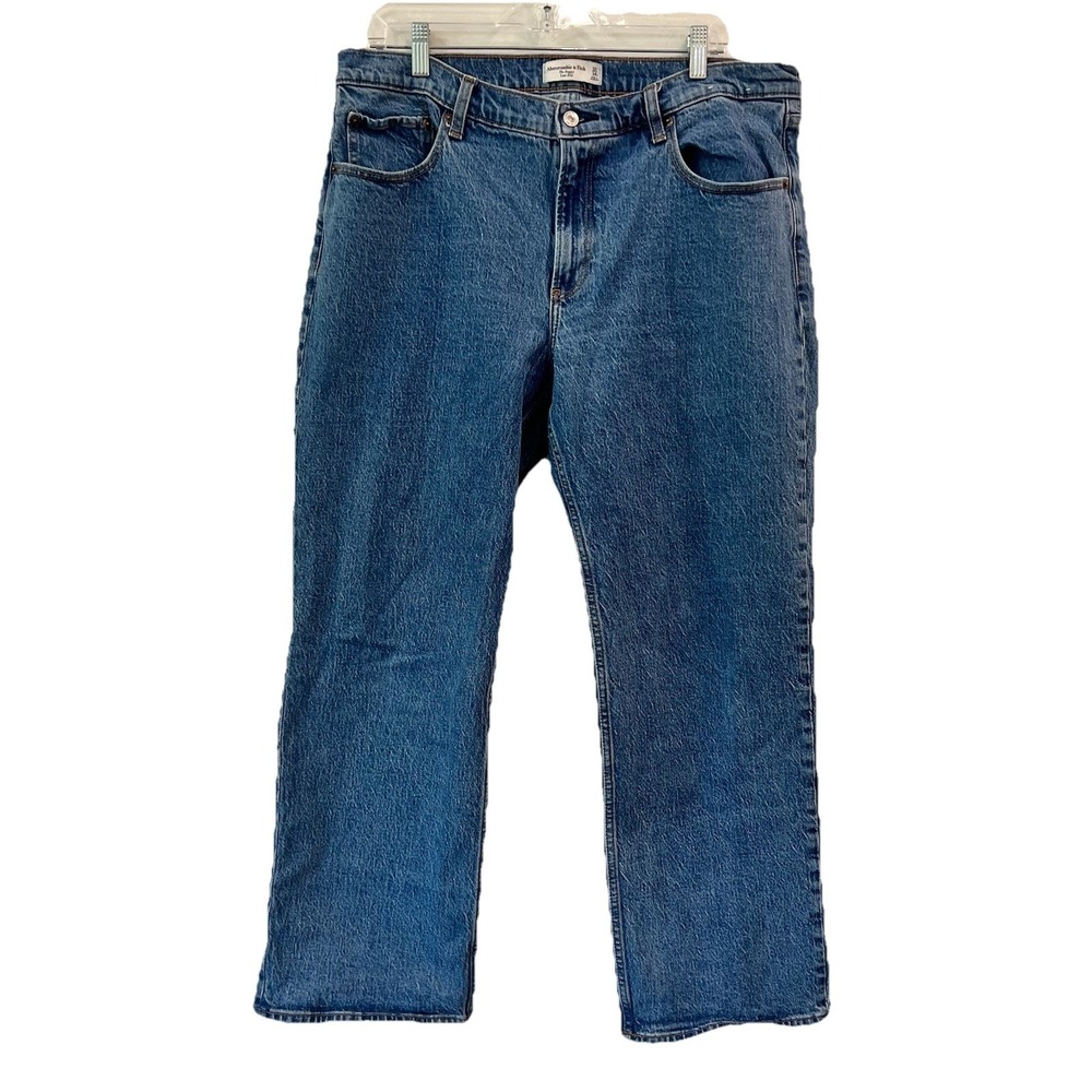 Abercrombie & Fitch The Baggy Low Rise Jean Women's 32/14 Blue Denim Wide Leg